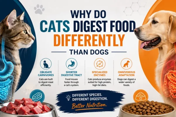 why do cats digest food differently than dogs