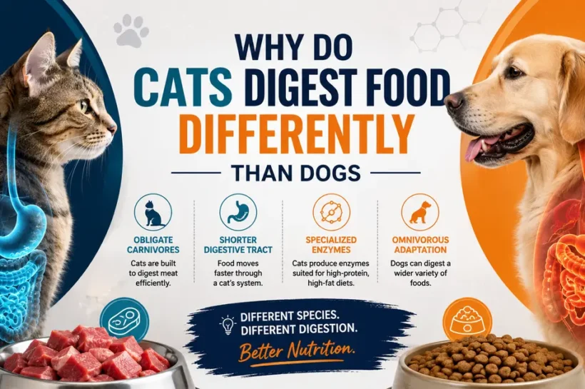 why do cats digest food differently than dogs